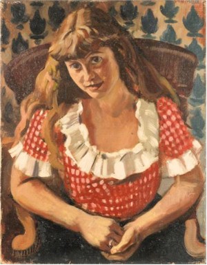Portrait of Gillian Dahl painted by the artist Anthony Victor Rosewarne (1917-2004) (HO73/22).