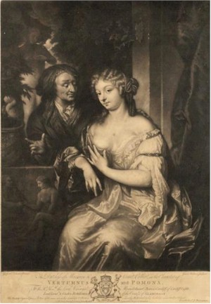 This engraving of Vertumus and Pomona by James Watson after Caspar Netshcher (HO73/1)
        is also being offered in the Selected Pictures Auction.