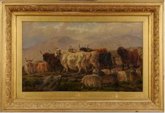 The painting of highland cattle and sheep by the artist Charles Jones (1836-1892) was of exhibition quality and achieved £4,200 at auction in our Exeter salerooms (FS19/236).