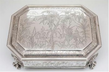 The Edward VII Irish Silver Cigar Casket produced in 1903 by silversmiths West & Son of Dublin (FS19/65) was sold
        at auction for £1,550.