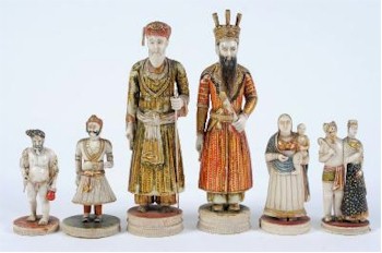 This group of six Rajasthan carved ivory and polychrome decorated figures were also part of the same collection
        and realised £3,000 (FS19/600).