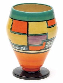 An early Clarice Cliff Football vase, circa 1929.