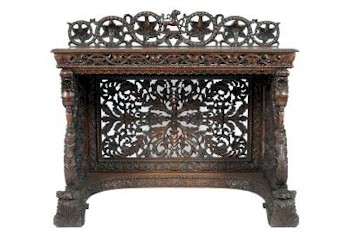 This 19th Century Indian Carved Rosewood Console Table (SF19/1293) is being offered as part of the Nye Furniture Collection and is attracting
       bids of around £2,500-£3,000.