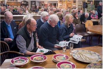 Guests at the Private View for the Winter 2014 Westcountry Fine Art Sale eagerly
        await a preview of some of the more important lots in the auction, presented
        by Andrew Thomas.