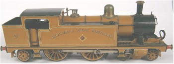 A 3-rail electric 4-4-2 tank locomotive No 9 in Midland & Great Northern (MGNR) mustard livery is believed to have been part 
        of Bassett Lowke's last special order in 1964 (SC18/752). The estimate is £250-£350.