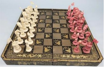 The works of art auction within the sale includes an early 19th Century Macao Export ivory chess set (FS22/762) that is inviting offers
       of £800-£1,200.