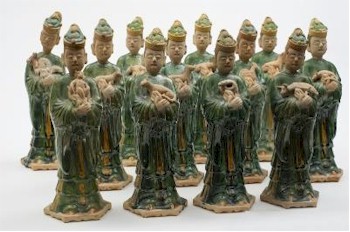There is a set of twelve Chinese Ming Dynasty pottery male tomb attendants (FS22/503) inviting bids of between £2,000 and £3,000 in
        the ceramics auction of the sale, which also has Live Internet Bidding support.