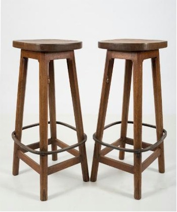 The third day of the fine art auction will see more items of the Nye Collection being sold, including
        this set of six 'Mouseman' oak bar stools (FS22/1154) by renowned craftsman Robert Thompson of Kilburn, which are expected to fetch between £4,000 and £6,000. Each stool is carved with the
        trademark mouse.