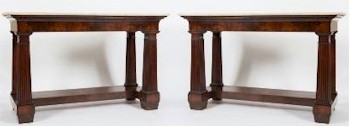 The Nye Collection also includes this pair of 19th Century French mahogany console tables (FS22/1143) that is inviting bids of
        between £4,000 and £6,000.