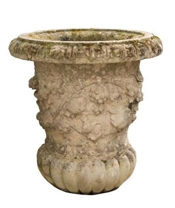 A pair of reconstituted stone garden urns (FS22/790) carrying a pre-sale estimate of £250-£350.