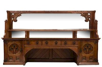 An unusual piece in the fine period furniture auction is an oak Gothic Revival sideboard designed by William White for Bishop's Court near Exeter. The sideboard
        carries a pre-sale estimate of £3,000-£4,000.