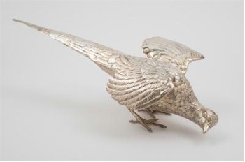 One of two large silver pheasants (FS22/104; estimate £600-£700) in the silver auction of the Spring 2014 Fine Sale, which is being held at our
        South West of England salerooms as well as online with live bidding available.