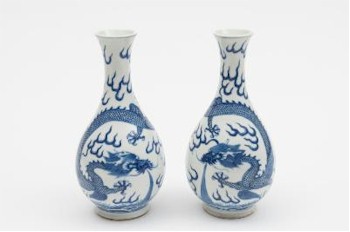 These Chinese Blue and White Bottle Vases (FS23/347) also feature in the ceramics auction, carrying a pre-sale estimate
        of £1,000-£1,500.