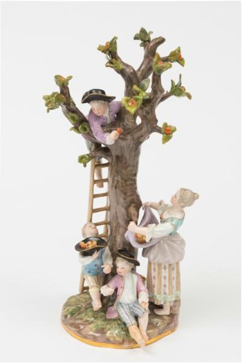 The ceramics auction also includes a Meissen 'Apple Tree' group (FS23/433), estimated at £400-£600.