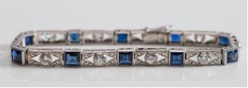 A sapphire and diamond line bracelet (FS23/188), estimated at £2,500-£3,000, is also being offered within the jewellery auction.