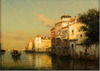 A Venetian canal scene (FS23/293) by Bouvard (19th/20th Century) is amongst the earlier pictures on offer.