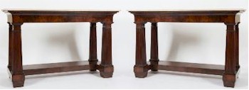 These French mahogany console tables (FS23/749) that would suit an elegant hall should fetch around £3,000-£4,000 at auction in July 2014.