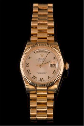 A gentleman's 18ct gold Rolex Oyster Perpetual wristwatch (FS24/117) is expected to fetch between £5,000 and £7,000 at auction during the sale. Buyers will be able 
        to bid live online during the entire sale.