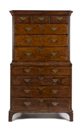 An 18th Century walnut crossbanded tallboy (FS24/783) is being offered amongst the period furniture in the two day Autumn 2014 Fine Sale, which
        starts on 28th October 2014.