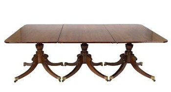 A Regency and later mahogany triple pillar dining table (FS24/813) was sold for £8,000.