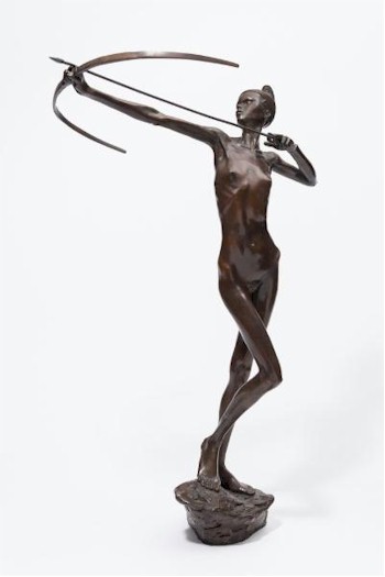 This patinated bronze of an African nude after Leslie Goscall Johnson entitled 'Huntress' (FS25/662) is expected to sell for between £800 and £1,000
        at auction in January 2015.