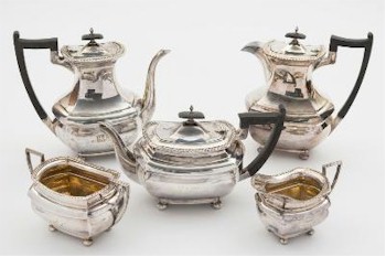 The silver sale also includes more modern silver for auction such as this Edward VII/George V matched five piece silver tea and coffee service (FS25/29),
        which is expected to realise between £700 and £900 at auction.