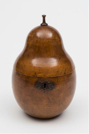 A 19th century fruitwood pear-shaped tea caddy (FS25/662) is being sold as part
        of the Works of Arts auction on the second day of the Fine Sale.