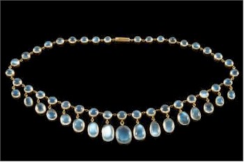Jewellery auction prices were bouyant with this early 20th century gold and moonstone fringe necklace (FS25/215) realsing £2,400.