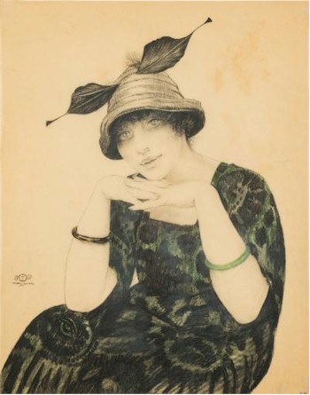 The portrait of a girl wearing a bonnet and a jade bangle (FS25/332) by the artist Walter Sauer (1889-1927) exceed its estimate to realise £3,300.