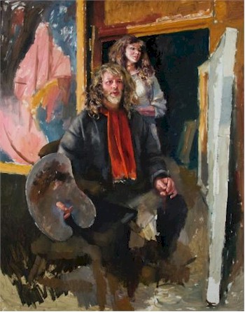 The Painter with Karen Ciambriello (SF20/49) by Robert Lenkiewicz carries a pre-sale
        estimate of £12,000-£18,000.