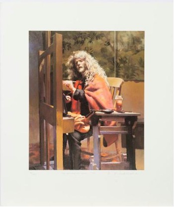 A print Self-Portrait at Easel (SF20/28) by Robert Lenkiewicz - some of what might be called the 'Lenkiewicz Promotional Material' selected
        for the sale.
