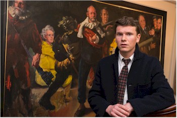 John Paul Sommerville of The Lenkiewicz Foundation with another painting by the late Plymouth artist.