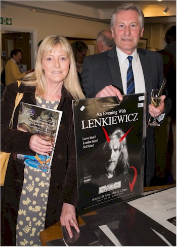 Mandy and Christopher Webb with a poster for An Evening with Lenkiewicz dating back to 1996.