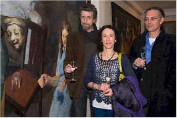 Piran Bishop, Yana Trevail and Nick Fox at the Lenkiewicz Legacy Sale Private View in Exeter.