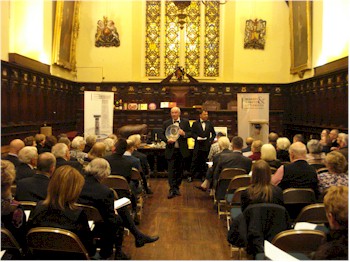 The spendid Council Chamber in Exeter's historic Grade I listed Guildhall was the setting for the Call My Bluff quiz, which raised money
        for the Lord Mayoor's charity: the Exeter Leukemia Fund (ELF).