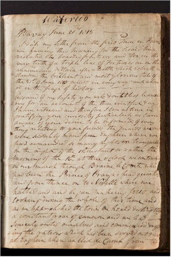 A page from the important Waterloo manuscript.