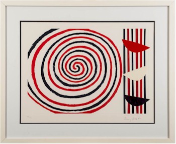 Spirals (2003), a screen print and collage by artist Sir Terry Frost (1915-2003), which will be offered
      for sale in the Picture Auction within our July 2015 Fine Sale on 14th July 2015. Its pre-sale estimate if £600-£900.