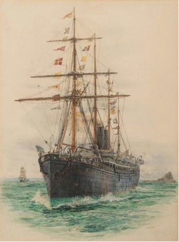 SS Austral in a Bay (MA15/357) by William Lionel Wyllie (1851-1931) (estimate £400-£600).