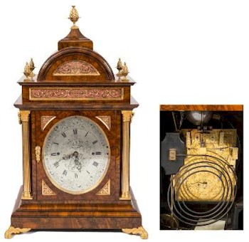 A Large 19th Century Walnut and Ormolu Mounted Chiming Bracket Clock (FS27/666) by W Page of London is amongst the clocks on offer.