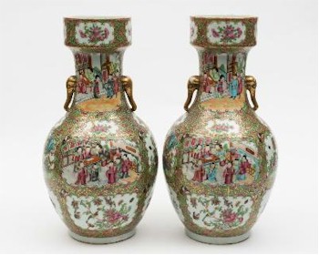 A pair of Canton Porcelain Vases (FS27/422)  that is expected to realise £500-£700.