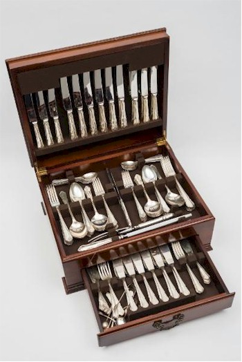 An Elizabeth II Silver Dubarry Pattern Flatware Service (FS27/39) is amongst the
        silver being offered during the two day sale, which will have online bidding facilities.