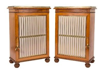 A pair of 19th Century Satinwood Dwarf Side Cabinets in the Regency Taste (FS27/700) went under the hammer for £3,100.