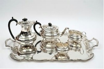 A George V Silver Four-piece Tea Service and Matching Tray by silversmiths Viners Ltd of Sheffield (dating to 1933) is expected to realise between £1,200 and £1,500 (FS28/12).