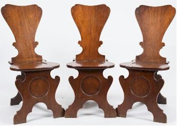 A Set of Eight Mid 18th Century Mahogany Hall Chairs (FS28/934).