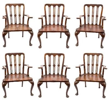 A rare set of six early 18th Century Walnut Open Armchairs (FS28/782) with superb
        provenance having belonged to the 8th Earl of Buckinghamshire sold for a staggering
        £21,000 at our South West of England saleroom complex.