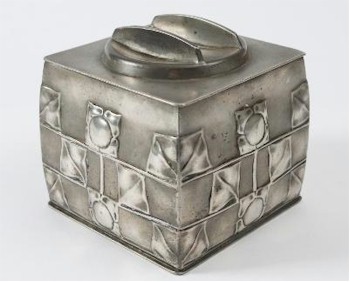 A Tudric Pewter Biscuit Box to a design by Archibald Knox (FS29/796) is also on offer in the sale, which will also be supported
       by live Internet bidding.