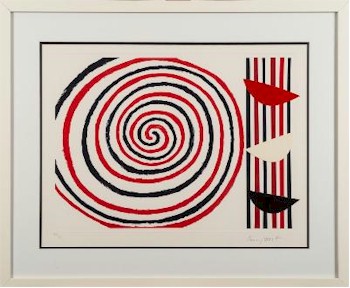A screen print entitled 'Spirals' from 2003 by the major 20th cenutry artist Sir Terry Frost (1915-2003) fetched £620 in the Summer of 2015.