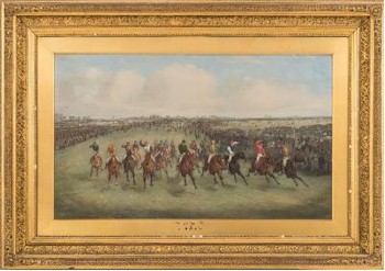 The painting of the 1875 Derby (FS29/363) by Henry Alken Junior [Samuel Henry Alken] (1810-1894) exceeded all expectations by realising £10,000.
