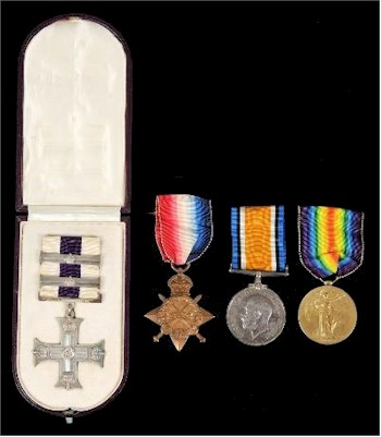 The medal group with the Military Cross with Two Bars awarded to Major Daniel Douglas Pole-Evans of the Royal Field Artillery (SC22/353) recalls
        his exceptional bravery.