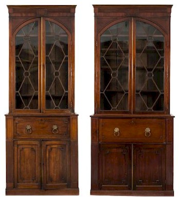 Two matching early 19th Century Mahogany Secretaire Bookcases (FS31/1027) are being offered in the furniture section, which are
       expected to realise between £2,000 and £3,000.